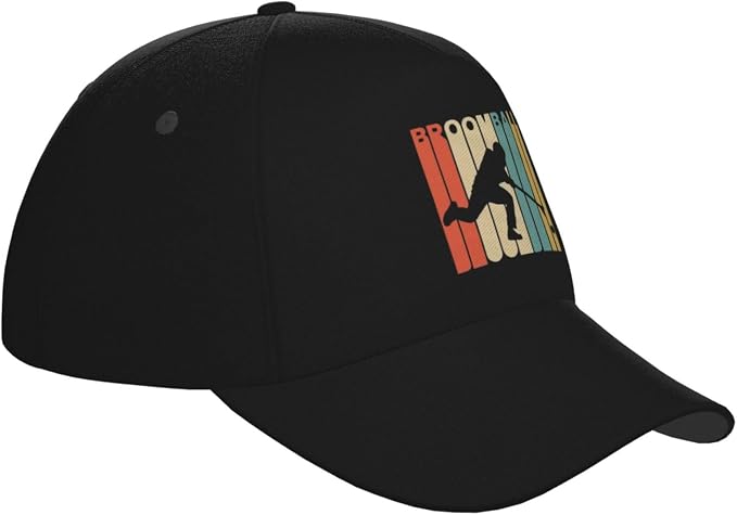 Vintage Style Broomball Outdoor Curved Brim Baseball Hat - Image 3