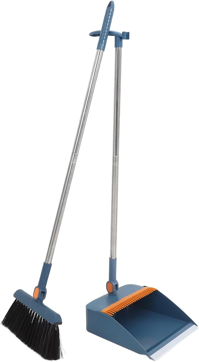 Collapsible Broom Dustpan Set Standing Dustpan Home Cleaning Tools Stainless by SEWOART