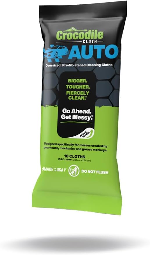 Crocodile Cloth Auto Cleaning Wipes – 10 XL Disposable Wipes by CrocodileCloth