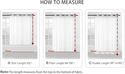PI Ivory Sheer Curtains Short Panels,Grommet Top Airy Voile Window Curtain for Kitchen/Bay Window 2 Panel (Ivory, W52XL45)