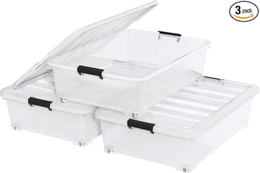 50 Quart Plastic Under Bed Storage Boxes by Waikhomes