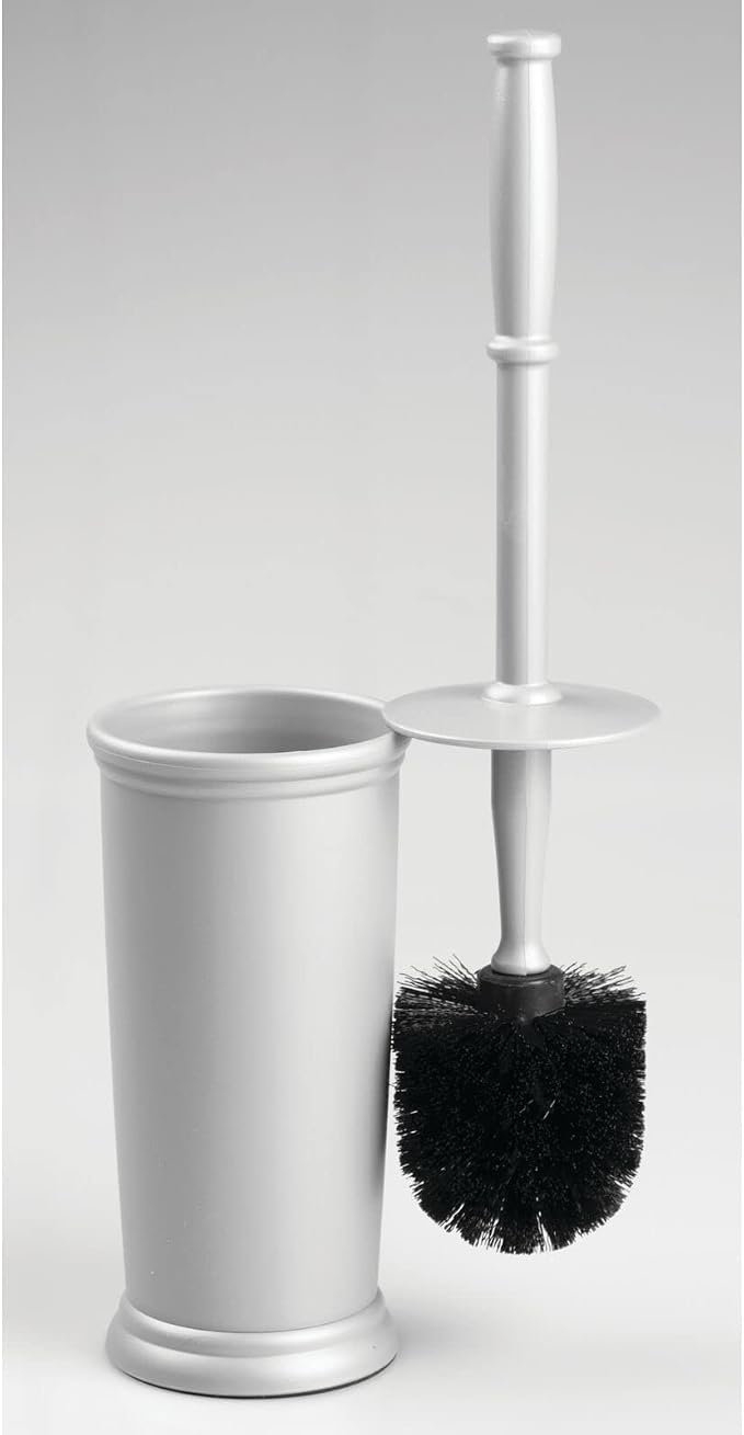 mDesign Compact Freestanding Plastic Toilet Bowl Brush and Holder - Image 6