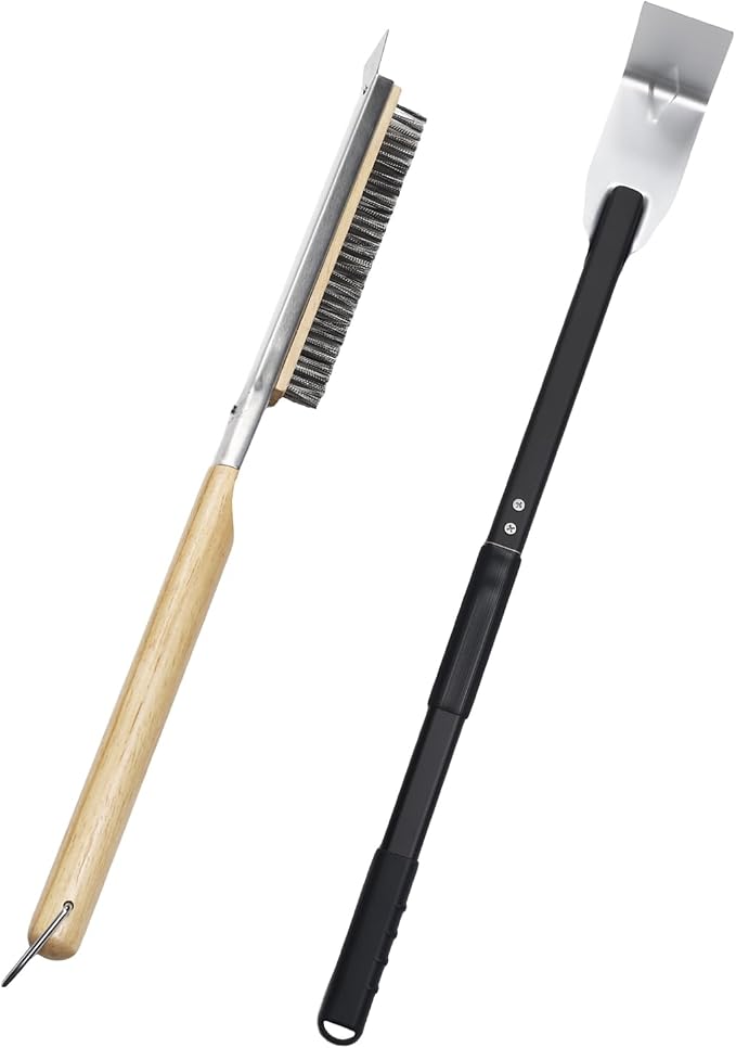 2PCS Pizza Oven Accessories Set, Pizza Brush, Ash Rake by PROKITCHEN