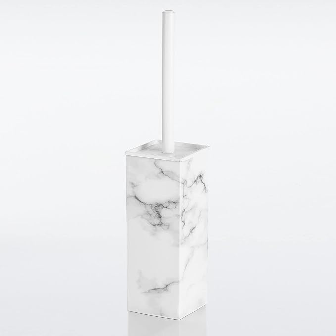 mDesign Steel Square Modern Toilet Bowl Brush and Holder - Image 2