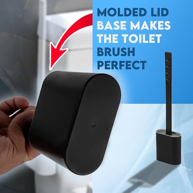 Modern Minimalist Silicone BlackToilet Brush and Holder Set – Pack of 1 Wall - Image 4