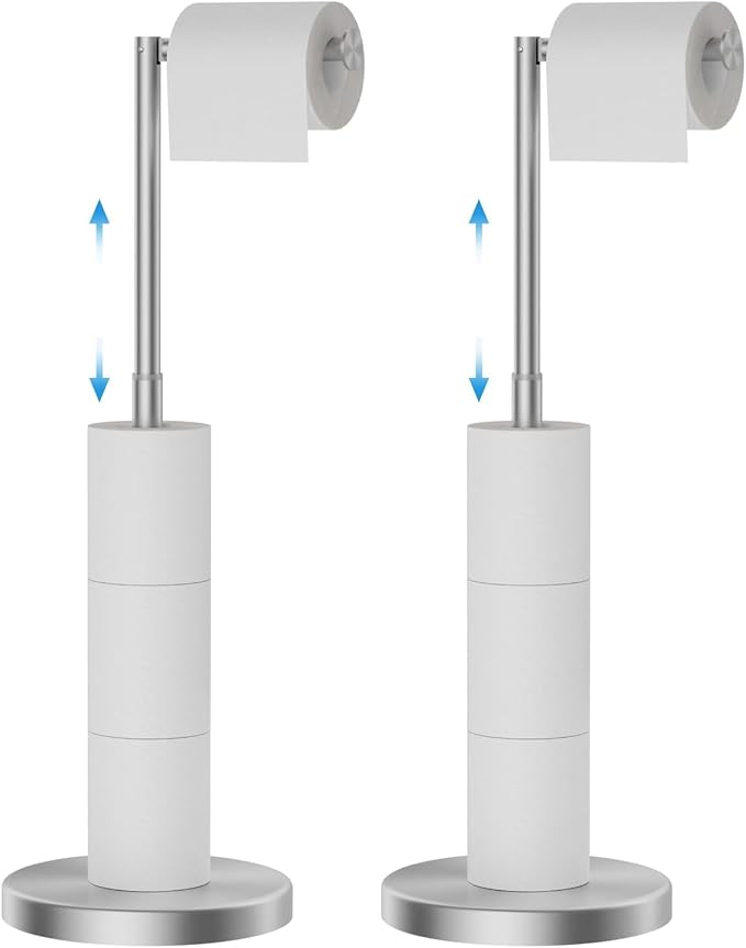 FORIOUS Toilet Paper Holder Stand Adjustable, Stainless Steel Freestanding by FORIOUS