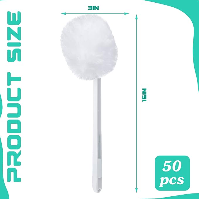 Zhehao 50 Pcs Toilet Bowl Brush Soft Swab Toilet Bowl Bulk White Reusable Long - Image 2