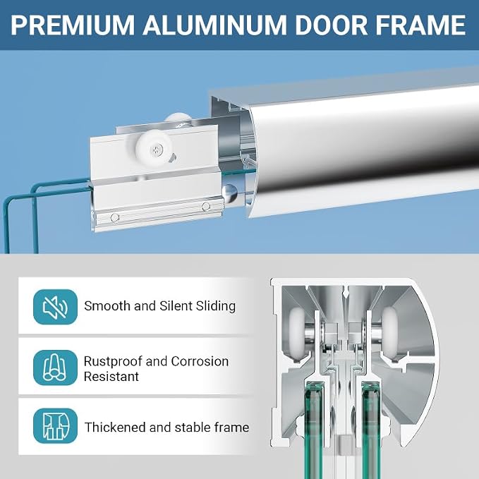Glass Sliding Shower Door 56-60" W x 72" H, Semi Frameless Double Sliding - Image 3