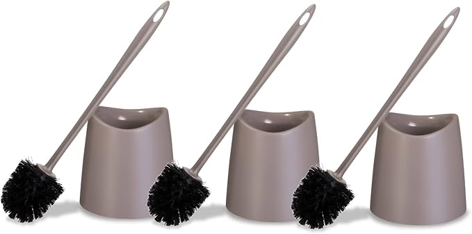 Toilet Brush Cleaner and Holder Taupe 3 Pack Toilet Bowl Cleaner Brush by Superio