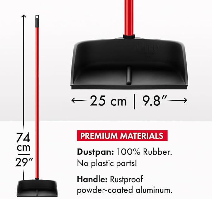 Dustpan with Handle by Ravmag- Solid Natural Rubber Construction- 29” Long - Image 4