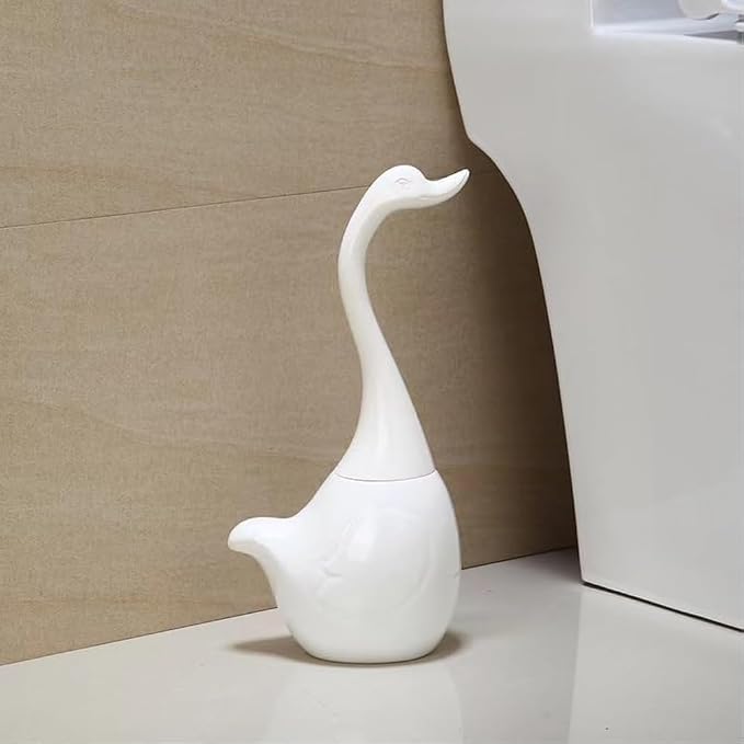 Swan Toilet Brush and Ceramic Holder Set, Cute Bathroom Decor, Non-Scratch - Image 6