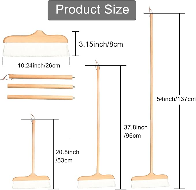 Gloffer Indoor Wood Wool Broom, Ultra Soft Bristles Broom - Image 3