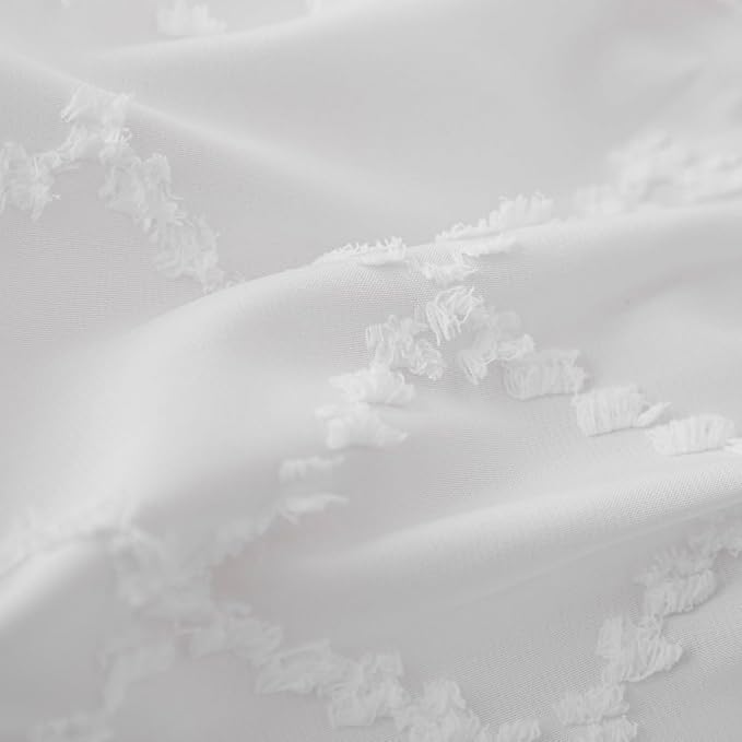 Bed Skirt Queen Size Ruffled Bed Skirt with Split Corners, 18 Inch Drop Dust Ruffle Bed Skirts with Platform, Boho Tufted Shabby Chic Queen Size Bed Skirts, White