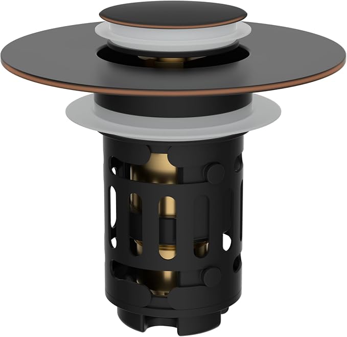 Hibbent Upgraded 3 in 1 Bathroom Sink Drain Strainer, Universal Pop Up Stopper by Hibbent
