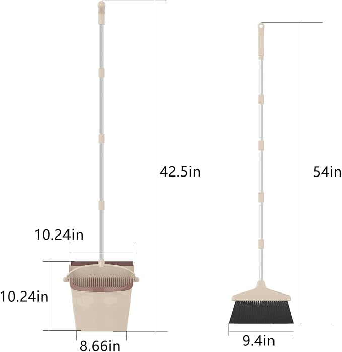 Broom with Dustpan Combo Set 54” Long Handle Household Dust Pan - Image 2