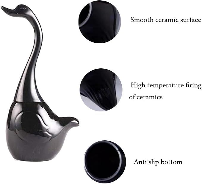 Ceramic Toilet Brush and Holder, Cute Bathroom Decor Toilet Bowl Brush - Image 4