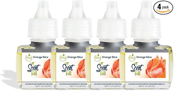 Scent Fill Orange Slice Plug in Air Freshener, 4 Scented Oil Refills by ScentFill