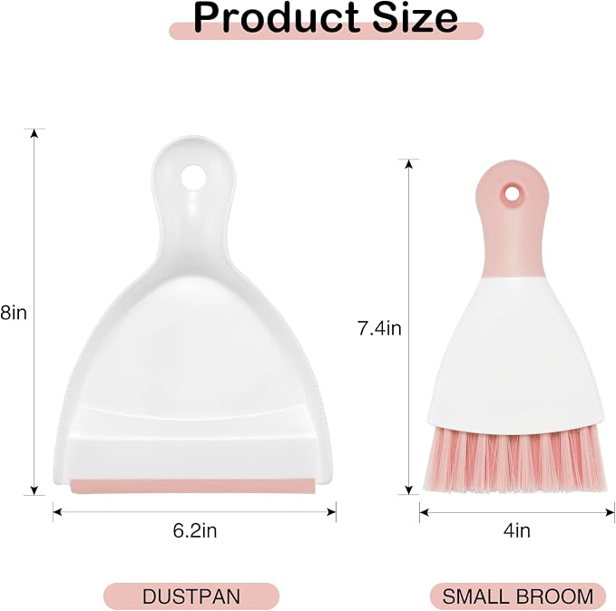 NACENA Mini Dustpan and Brush Set 2 Pack, Small Broom and Dustpan Set Dust Pan - Image 2