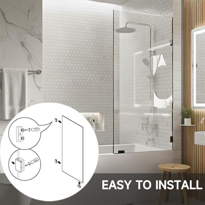 Frameless Shower Door ，1/4" Clear Tempered Glass Shower Screen - Image 6