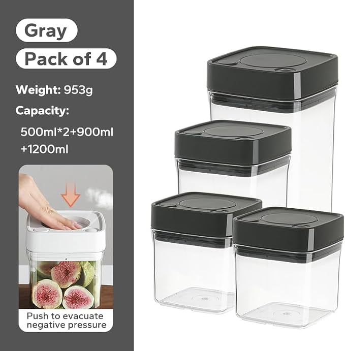 Manual Vacuum Jar With One-Button Vacuum Pump, Airtight Food Cereal Containers - Image 7