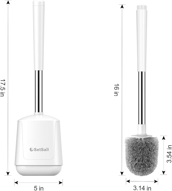 SetSail Toilet Brush, Self Closing Lid Toilet Bowl Brushes Holder and Extra - Image 2