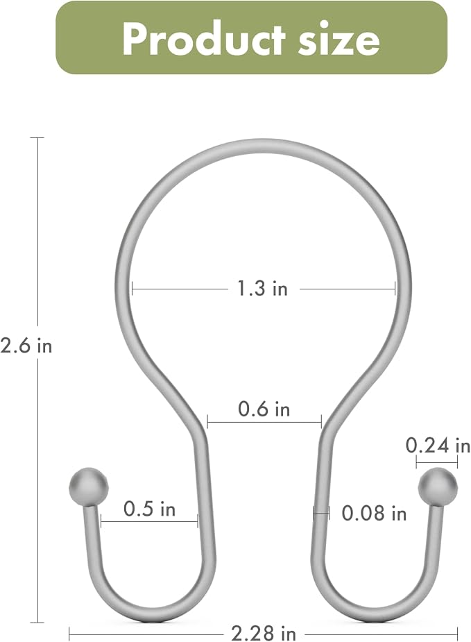 AmazerBath Silver Shower Curtain Hooks, Shower Curtain Rings, Simple Double - Image 6
