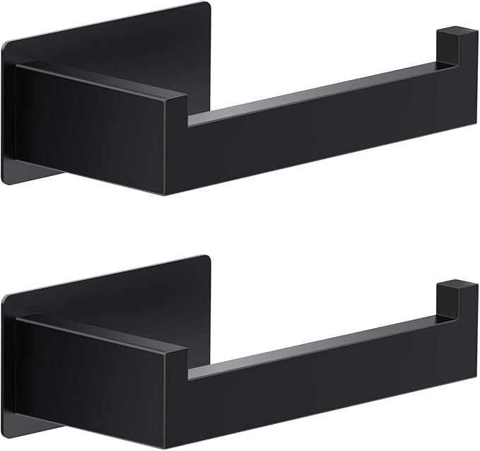 Auxmir Self Adhesive Black Toilet Paper Holder 2 Pack, Toilet Roll Holder Wall by Auxmir