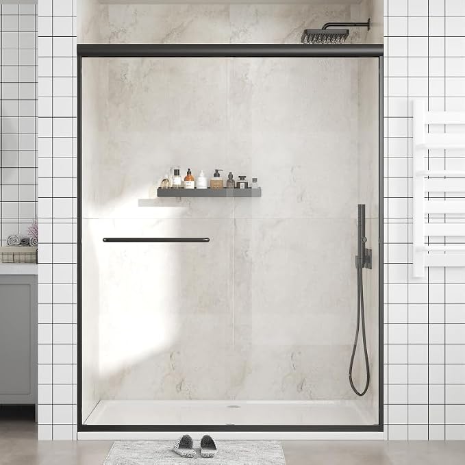 Glass Sliding Shower Door 56-60" W x 72" H, Semi Frameless Double Sliding - Image 9
