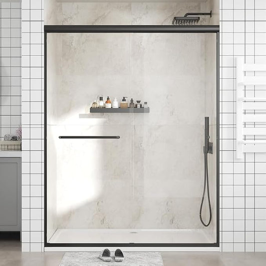 Glass Sliding Shower Door 56-60" W x 72" H, Semi Frameless Double Sliding by Unknown
