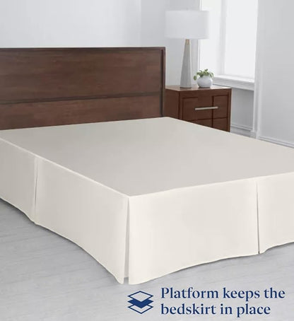 SKY BEDDINGS Luxury Pleated Twin Bed Skirt with Split Corners - 18 Inch Tailored Drop - Pleated Dust Ruffle - Wrinkle-Free 100% Microfiber - Easy Fit, Soft & Durable - Ivory