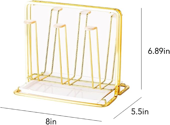 Metal Cup Drying Rack with 6 Hooks, Bottle Drying Rack with Drain Tray - Image 8