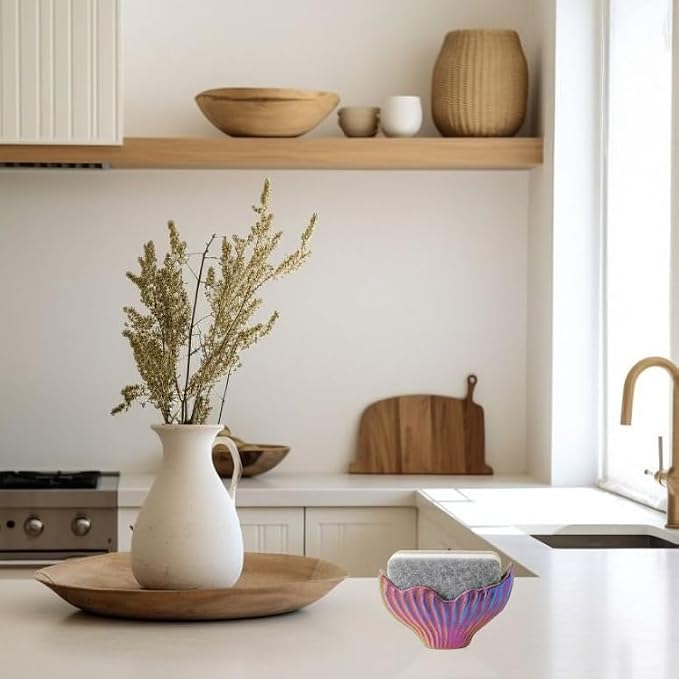 Sponge Holder for Kitchen Sink, Ceramic Dish Sponge Holder - Image 4