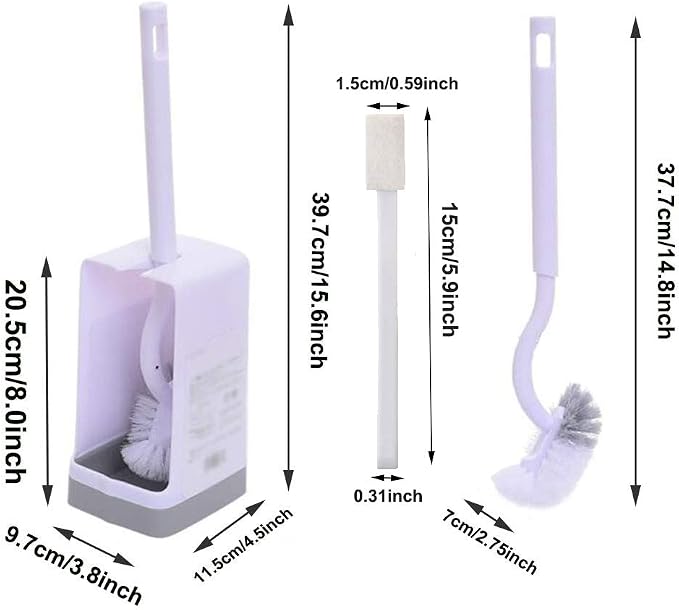 Marbarsse Bathroom Toilet Bowl Brush and Holder, Curved Design Toilet Brush - Image 2