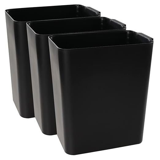 3-Pack Black 4.5 Gallon Plastic Trash Can Wastebasket, Garbage Container Bin by Minekkyes