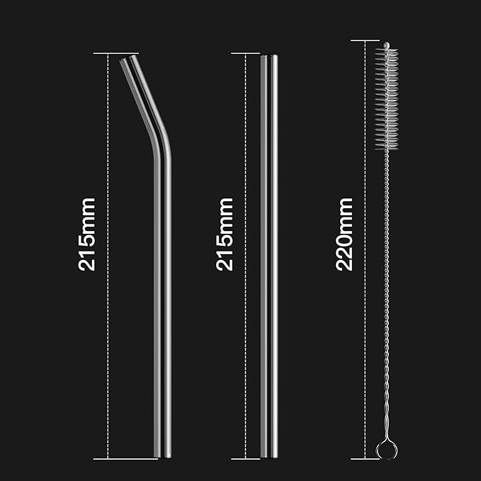 12-Pack Reusable Glass Straw, Size 8.5''x10 MM, Including 6 Straight and 6 Bent - Image 3