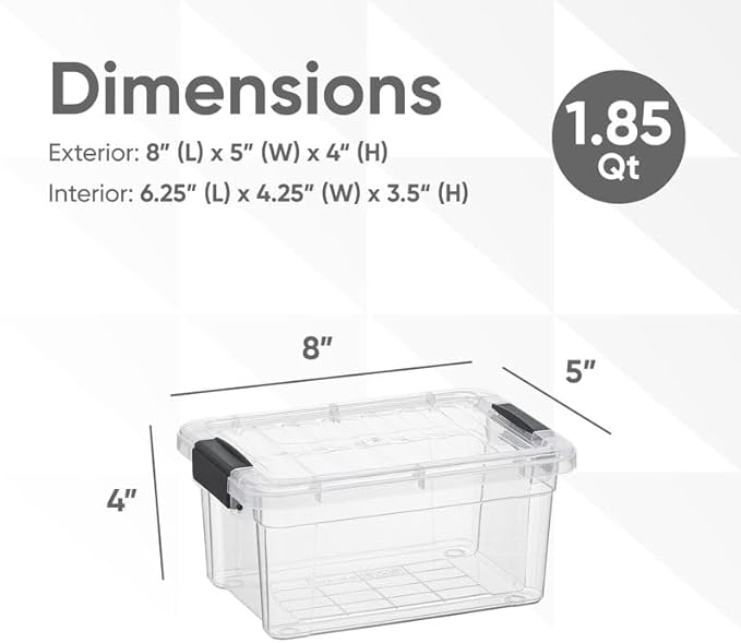Superio Storage Bins with Lids- 4 Pack, 1.85 Qt Clear Boxes - Image 2