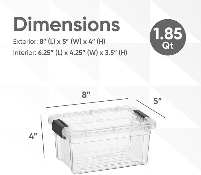 Superio Storage Bins with Lids- 4 Pack, 1.85 Qt Clear Boxes - Image 2