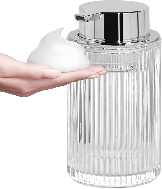 Clear Foaming Soap Dispenser, 12 Oz Glass Foaming Hand Soap Dispenser by Tonxus