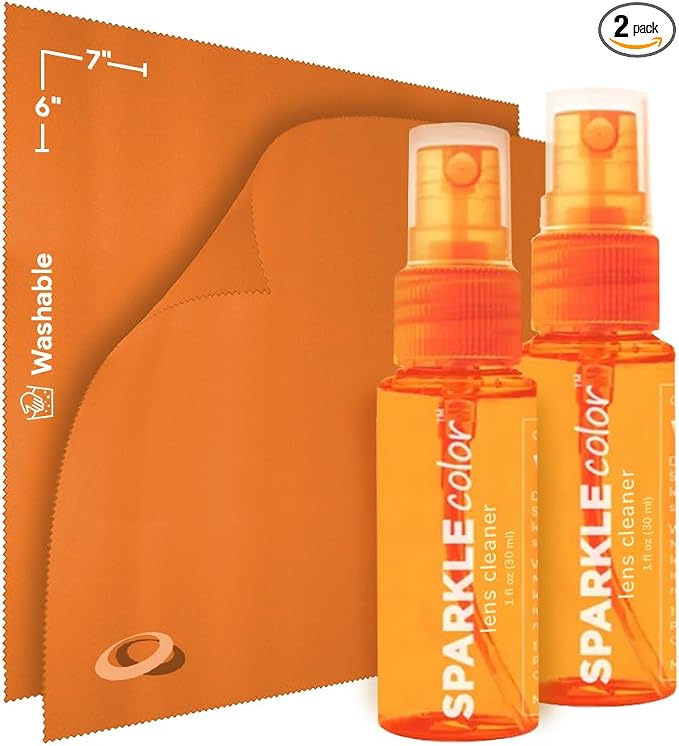 Sparkle Anti-Reflective Safe Lens Cleaner Spray Kit - 1oz Glasses Cleaner by OPTIPAK