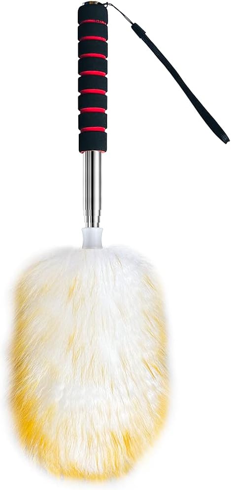 MKUN Lambs Wool Feather Duster extendable Stainless Steel Handle by MKUN