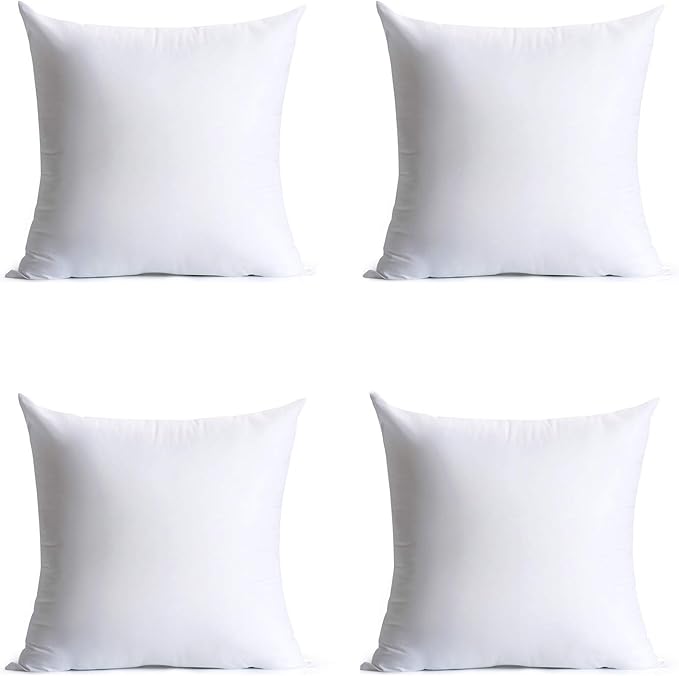 20 x 20 inches Pillow Inserts, Set of 4 Hypoallergenic Brushed Microfiber Liner Down Alternative Filled Square Cushion Throw Pillow