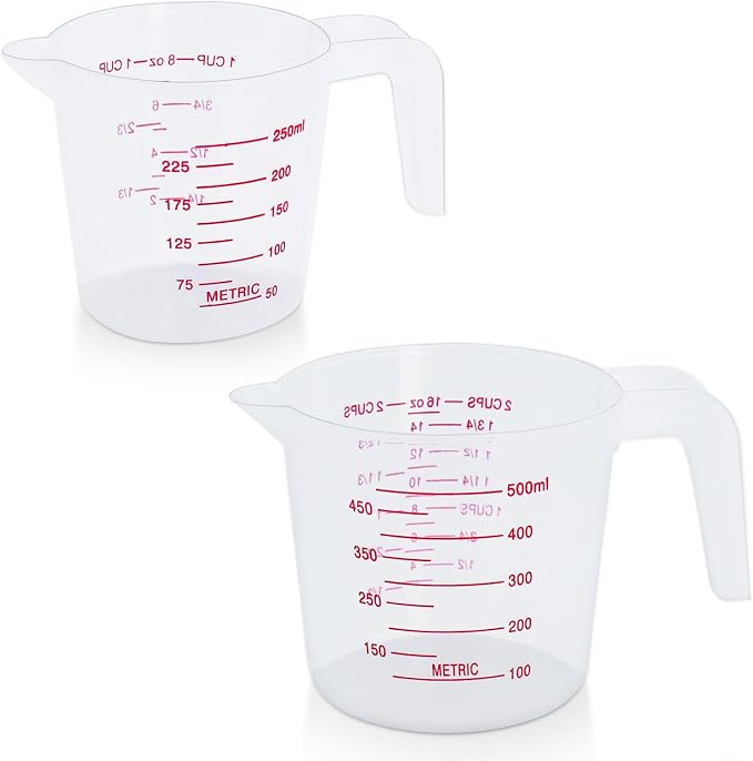 DTDNZKN 2 Pack Measuring Cup Set, Includes 250Ml, and 500Ml Plastic Liquid by DTDNZKN