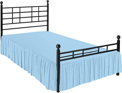 Ruffle Bed Skirt with Split Corners, Microfiber Dust Ruffled for a Perfectly Tailored Bedding Ensemble, Wrinkle and Fade Free, Easy Fit, Twin Size 16 Inch Drop, Light Blue
