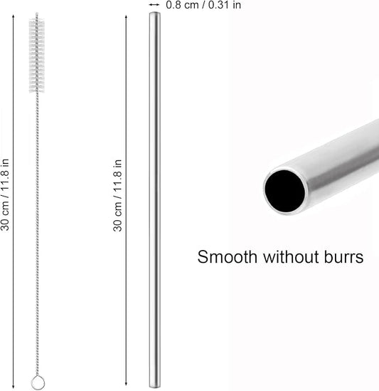 dcieiosul Set of 4 Reusable Metal Straws, Long Stainless Steel Straw - Image 2