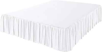 KRISHNA Ruffled Bed Skirt with Split Corners Twin, 100% Microfiber Hotel Quality, 12 Inch Drop Dust Ruffle Gathered Bedskirt with Platform, 39" x 75", White