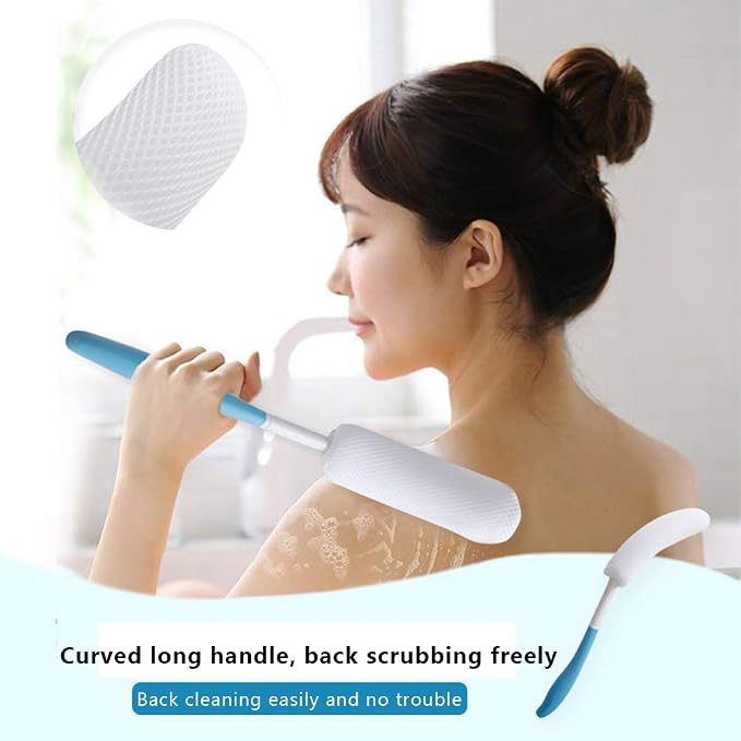MagiDeal Vinyl Quote Me Long Anti-Slip Curve Handled Bath Body Brush, Easy Reach - Image 3