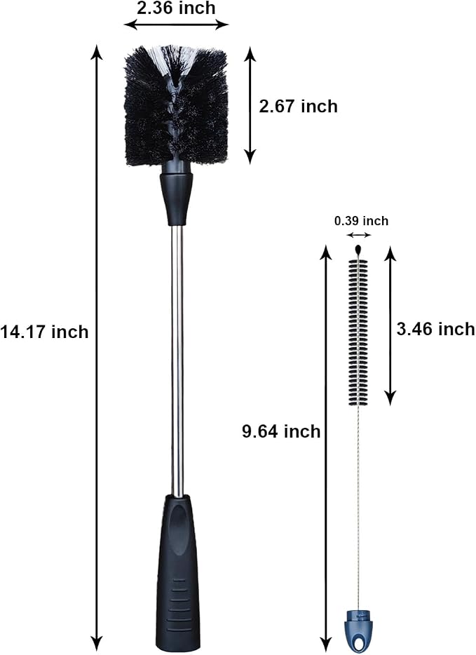 2 in 1 Long Handle Bottle with Straw Brush Cleaner Set, Stainless Steel Water - Image 2