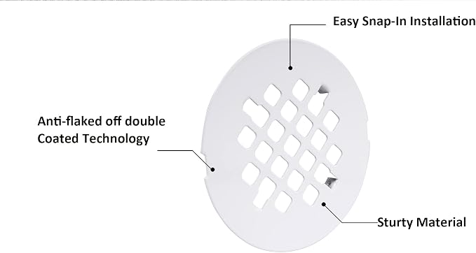 Artiwell 4-1/4” OD Snap-in Shower Drain Cover, Round Shower Drain Strainer Grid - Image 5