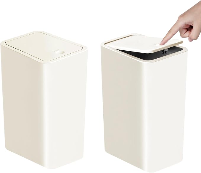 TIPGO Bathroom Trash Can with Lid, 10 Liter/ 2.6 Gallon Slim Garbage Can by TIPGO