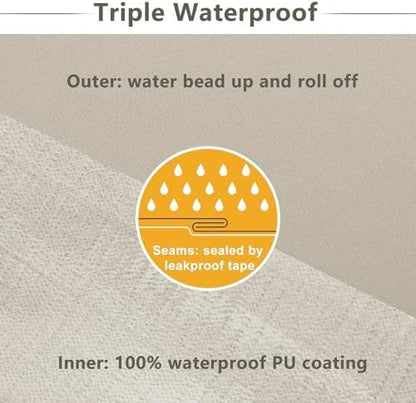 Favoyard Patio Chair Cushions 18 x 18 x 3 Inch Waterproof Outdoor Seat Cushions for Patio Furniture 3-Year Color Fastness Garden Sofa Couch Chair Pads with Handle & Adjustable Straps Set of 2, Beige